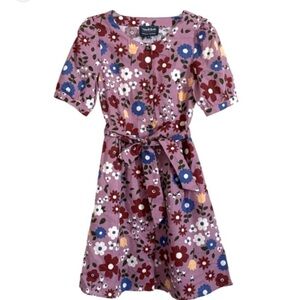 MODCLOTH x PRINCESS HIGHWAY Mauve Floral A-Line Button Down Dress with belt NWT